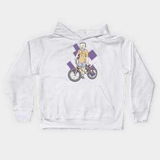 Cool man with bike Kids Hoodie